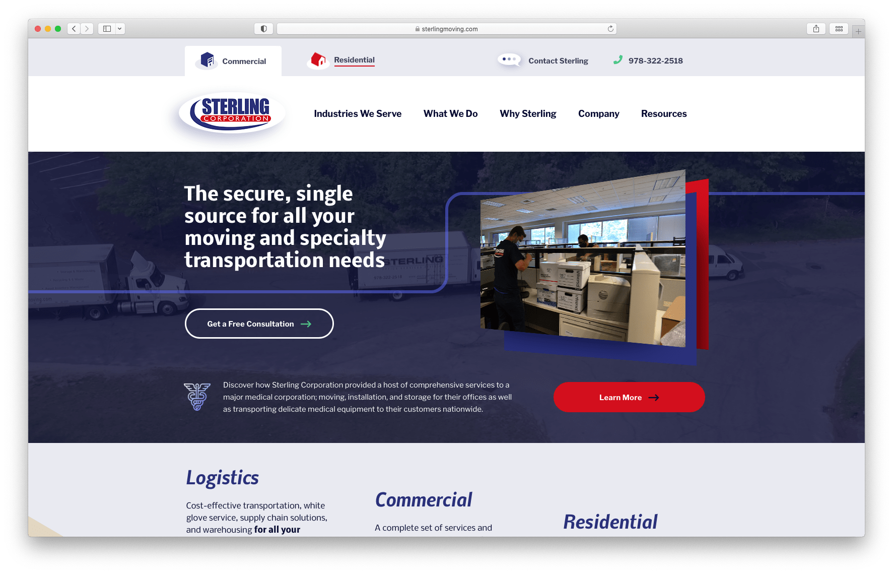 The New Sterling Moving Homepage